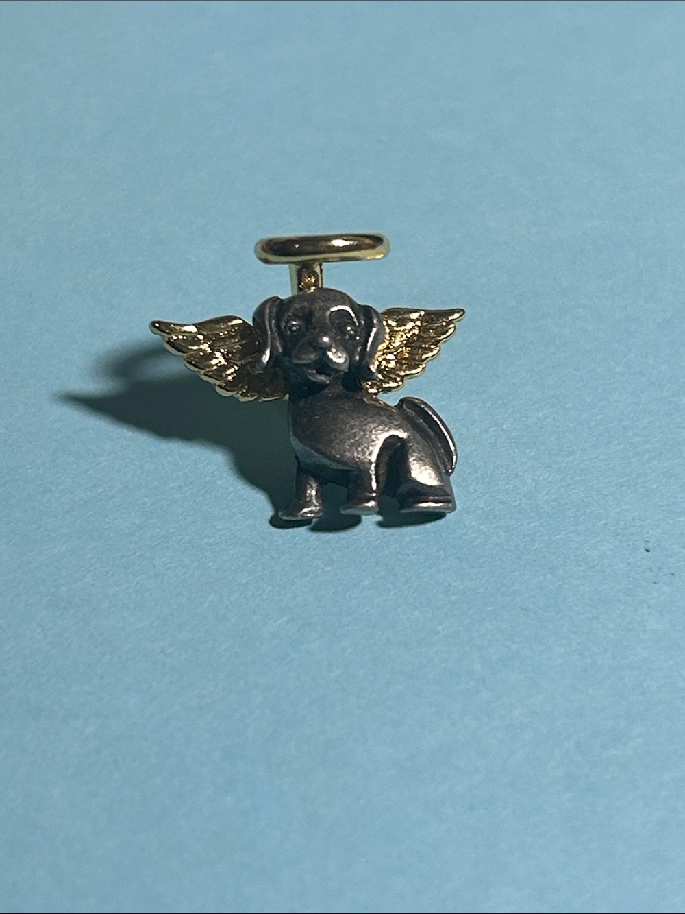 Angel Dog Brooch in Gold and Silver-Tone